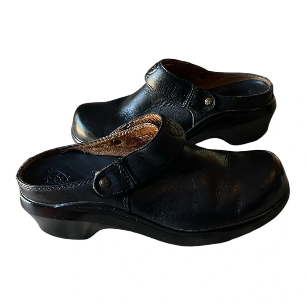 Ariat Santa Cruz Black Leather Clogs/ Slip-Ons Woman’s Size 7C Style 93801W - Picture 4 of 9